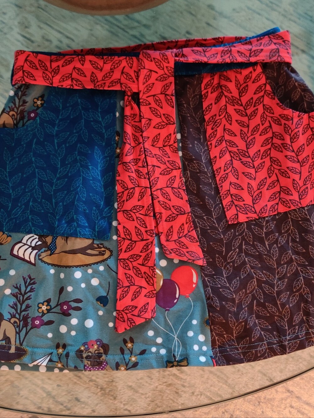Jelly the Pug Dog Print Skirt with Pockets Multicolor Girls Size 14